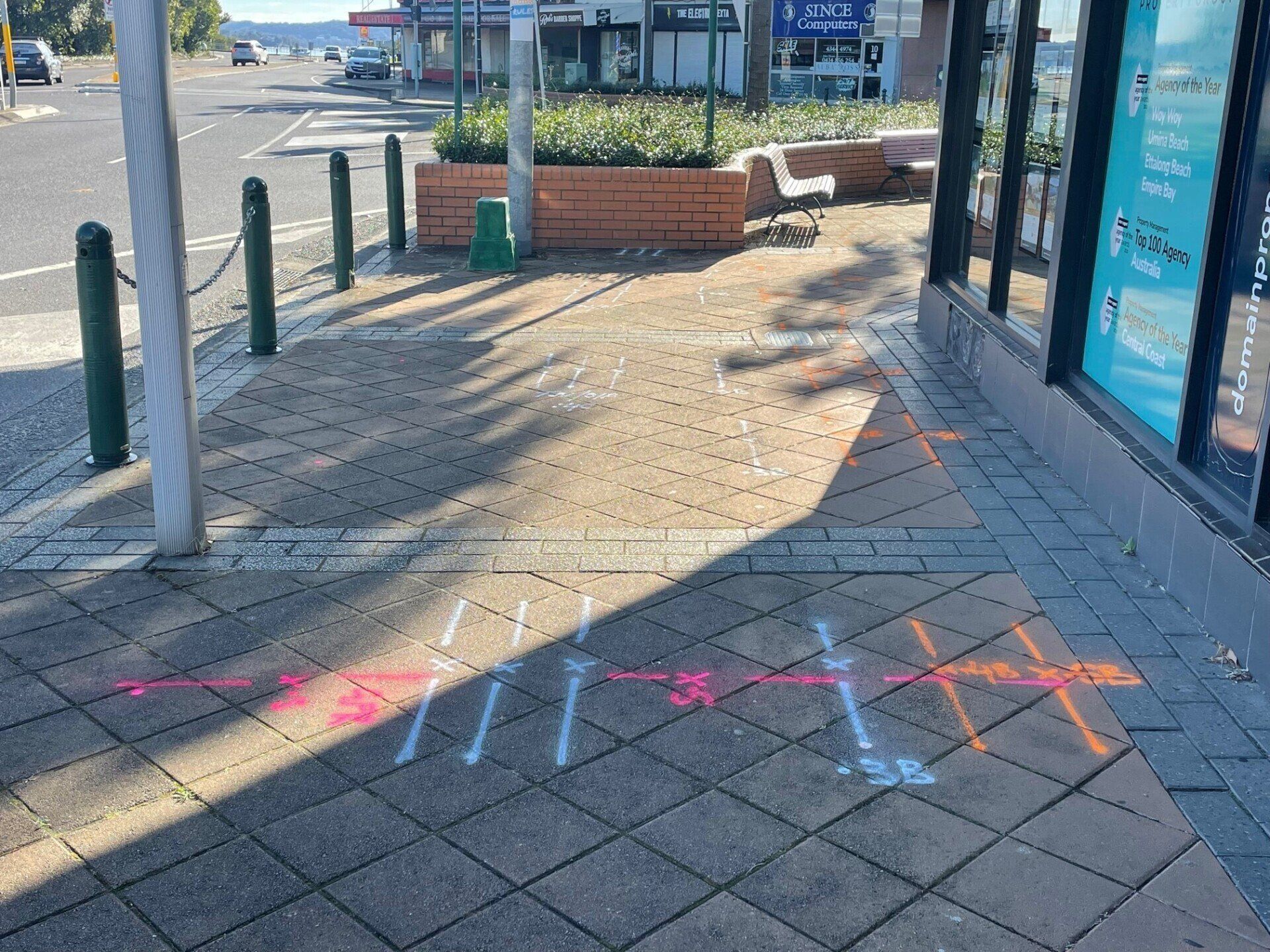 Underground Utility Markings in Shopping Precinct — East Coast Locating Services in Wallalong, NSW