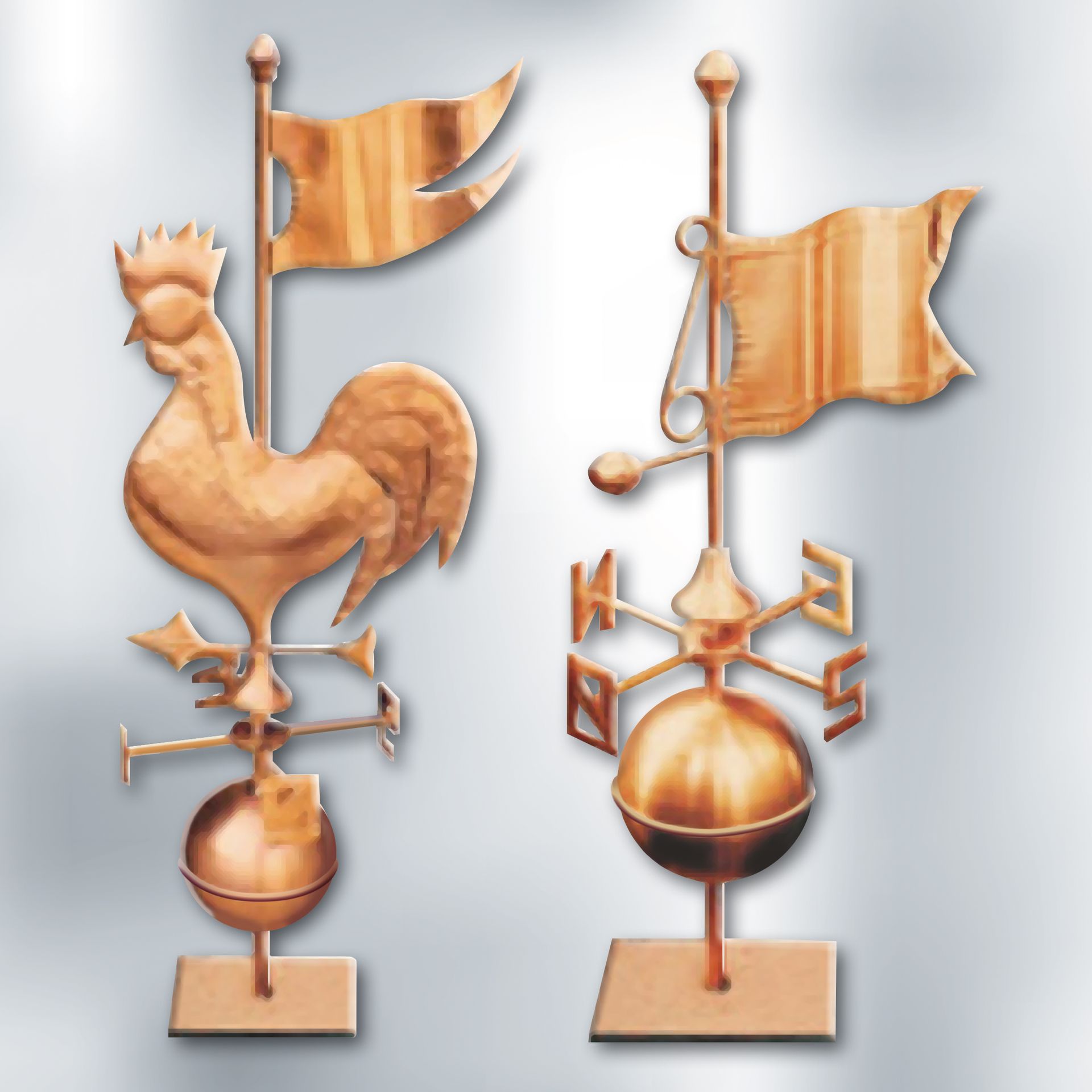 Una banderuola con un gallo e una bandiera in cima