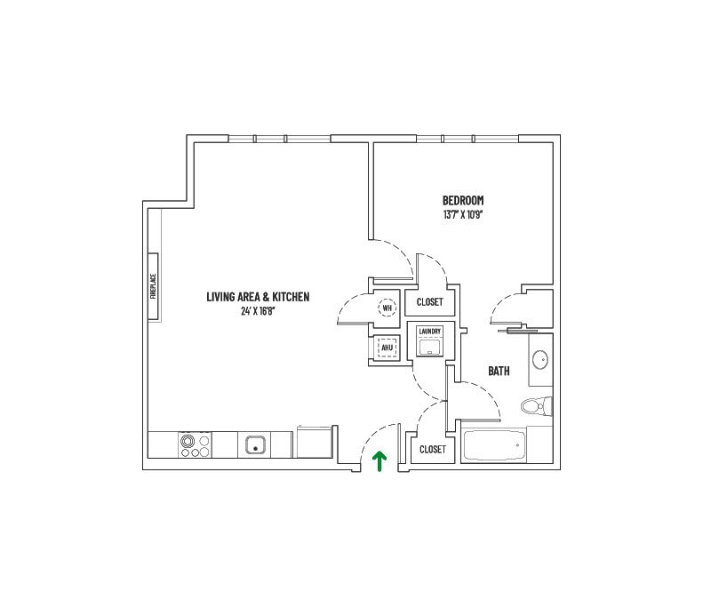 28 MECHANIC 1 BED + 1 BATH  |  UNIT STYLE C = 774 SQ FT ±