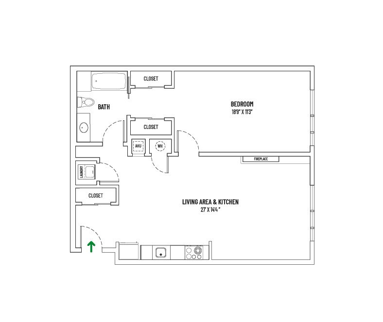28 MECHANIC 1 BED + 1 BATH  |  UNIT STYLE F = 888 SQ FT ±