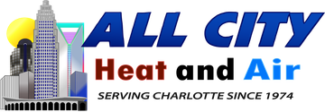 a logo for all city heat and air serving charlotte since 1974