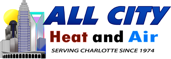 a logo for all city heat and air serving charlotte since 1974