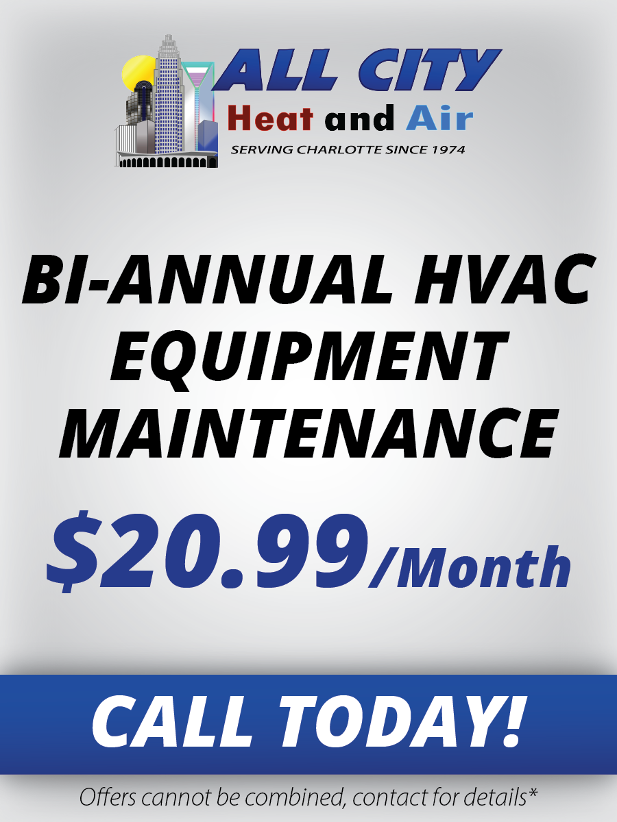 an advertisement for bi-annual hvac equipment maintenance $20.99 per month.