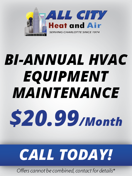 an advertisement for bi-annual hvac equipment maintenance $20.99 per month.