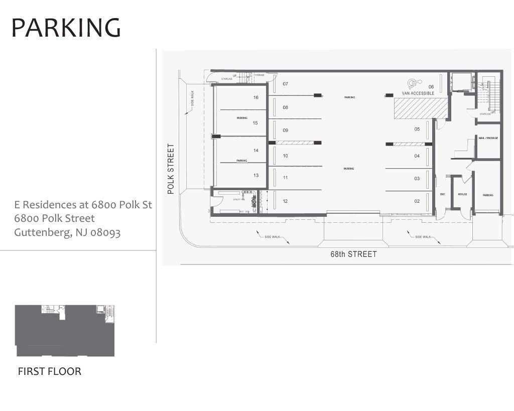 A black and white floor plan of a parking garage.