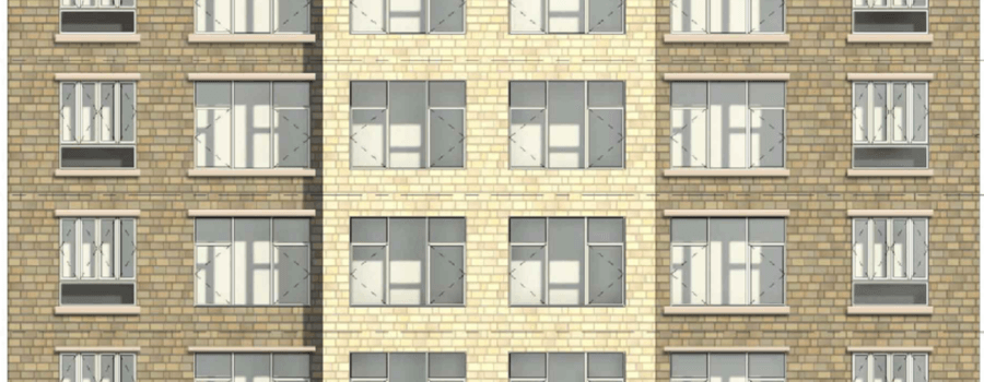 A brick building with a lot of windows on it