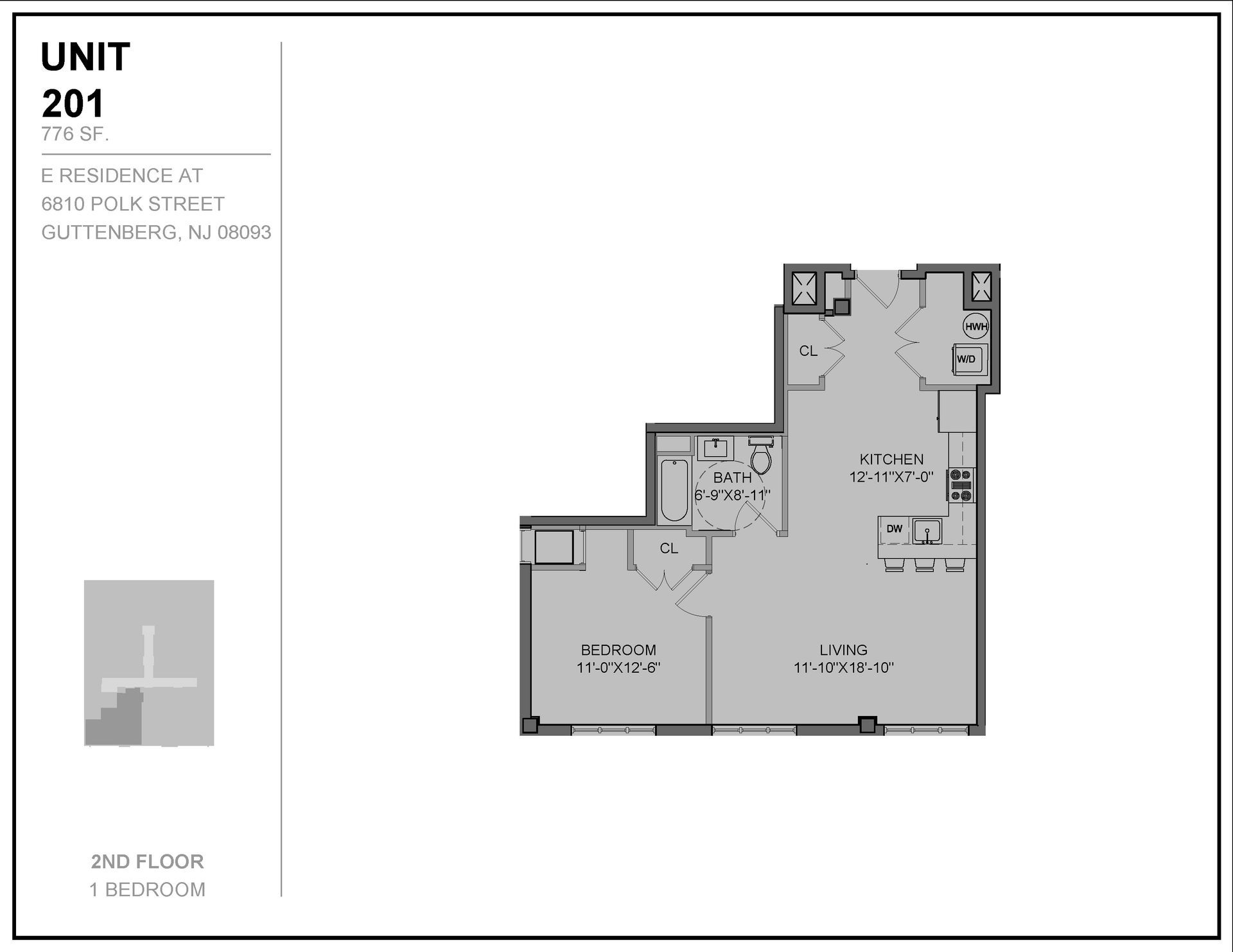 E Residences at 6810 Polk St. Apt 201 Floor Plan