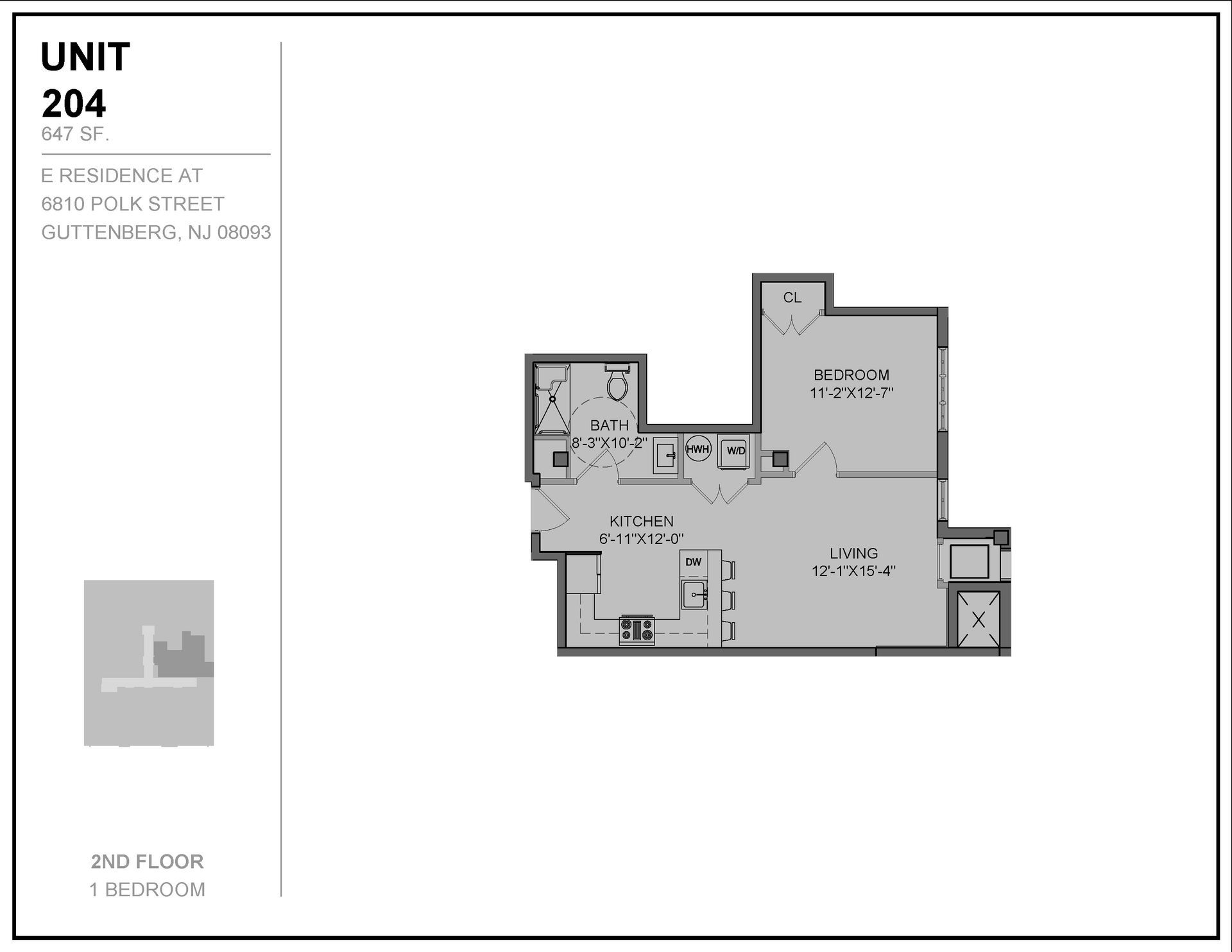 E Residences at 6810 Polk St. Apt 204 Floor Plan