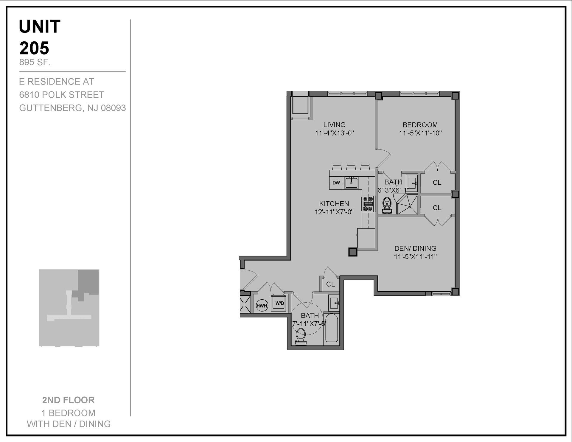 E Residences at 6810 Polk St. Apt 205 Floor Plan