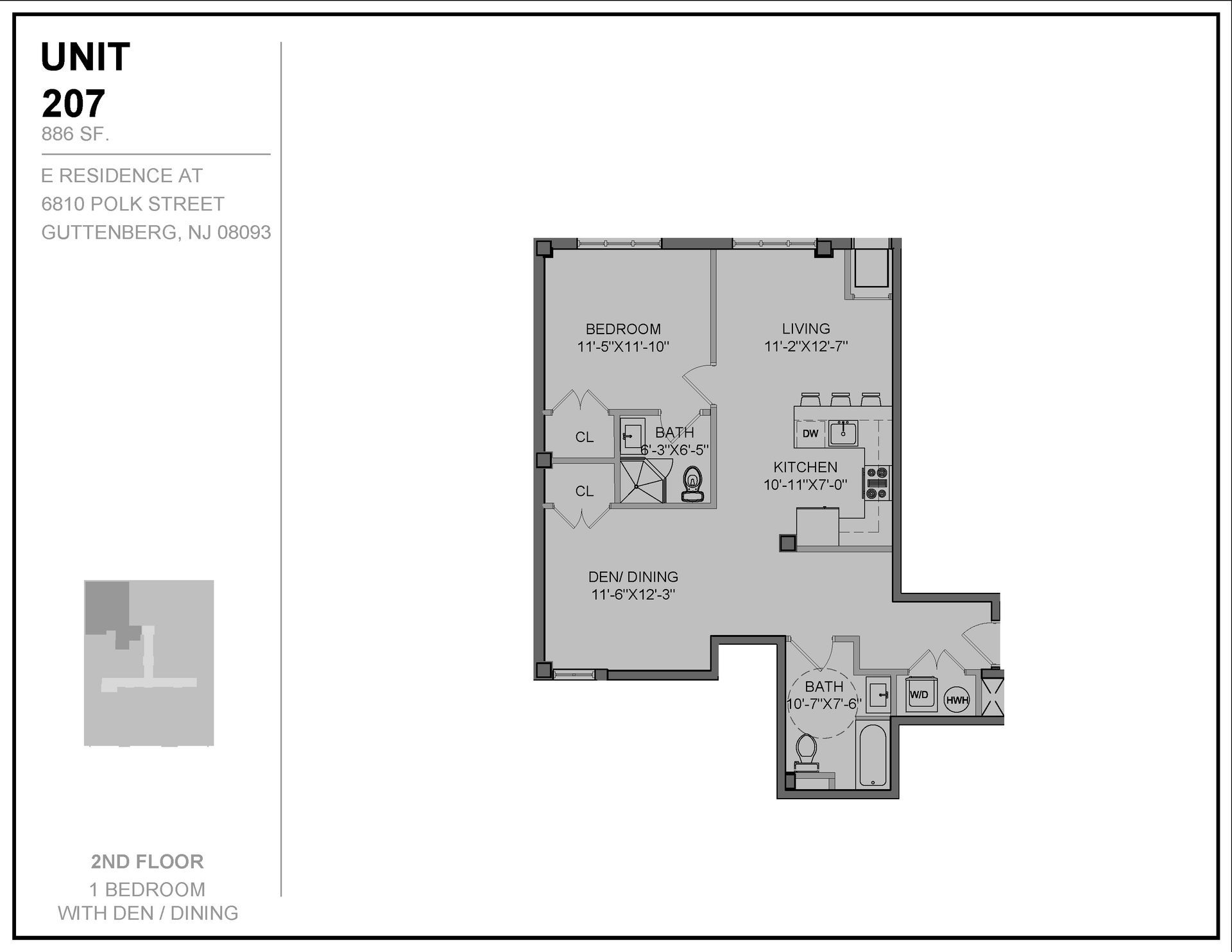 E Residences at 6810 Polk St. Apt 207 Floor Plan