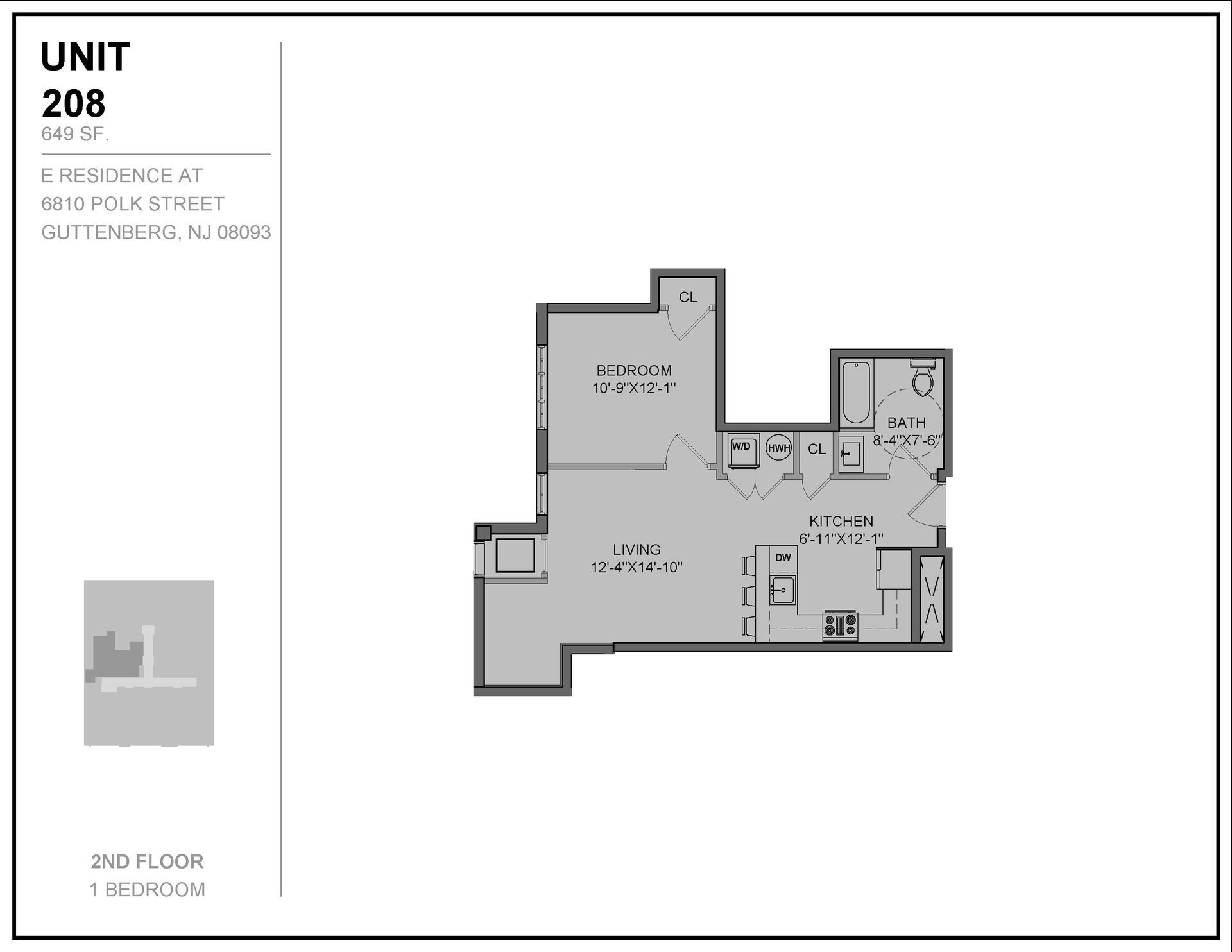 E Residences at 6810 Polk St. Apt 208 Floor Plan