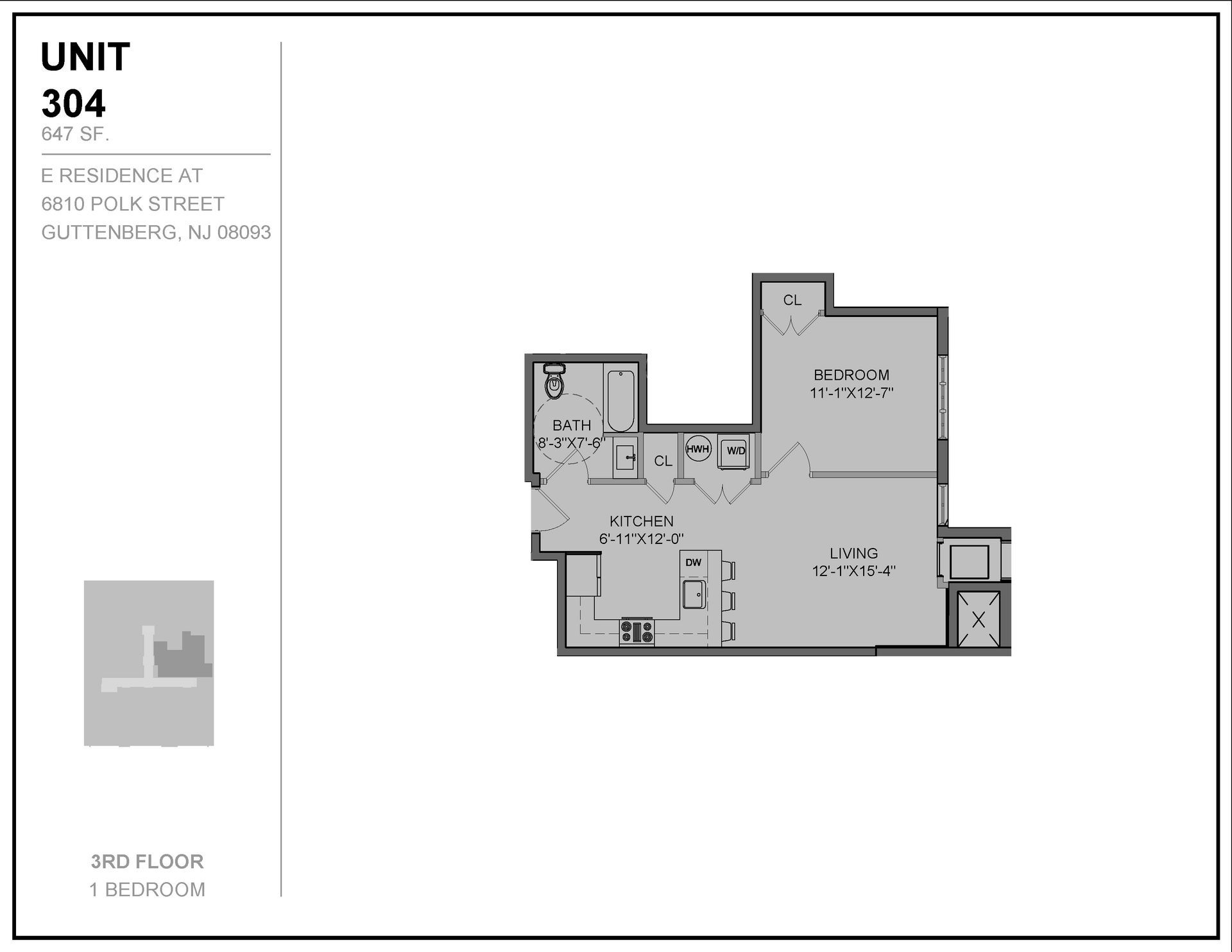 E Residences at 6810 Polk St. Apt 308 Floor Plan