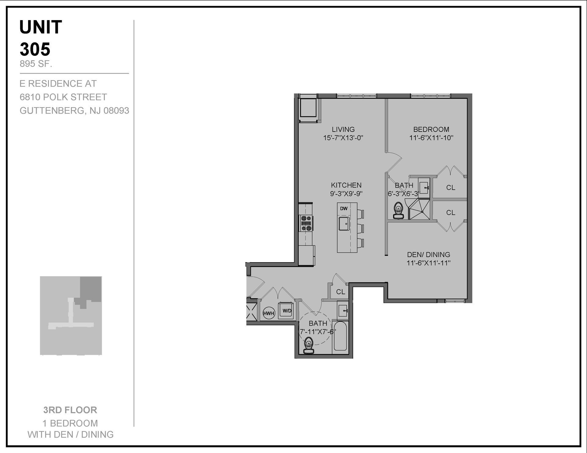 E Residences at 6810 Polk St. Apt 305 Floor Plan