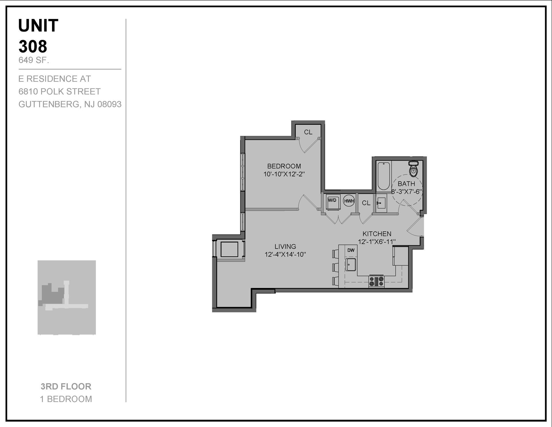 E Residences at 6810 Polk St. Apt 401 Floor Plan