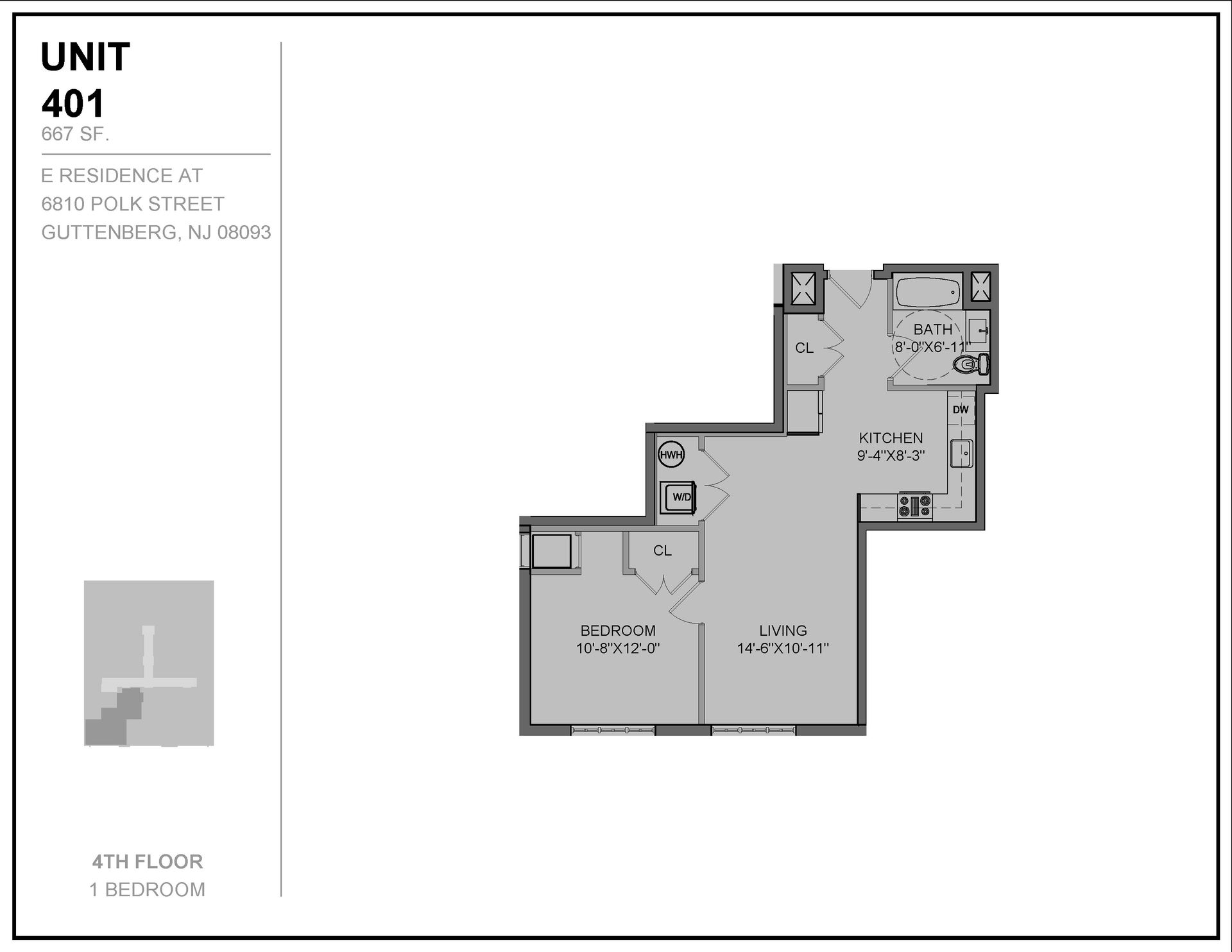 E Residences at 6810 Polk St. Apt 408 Floor Plan