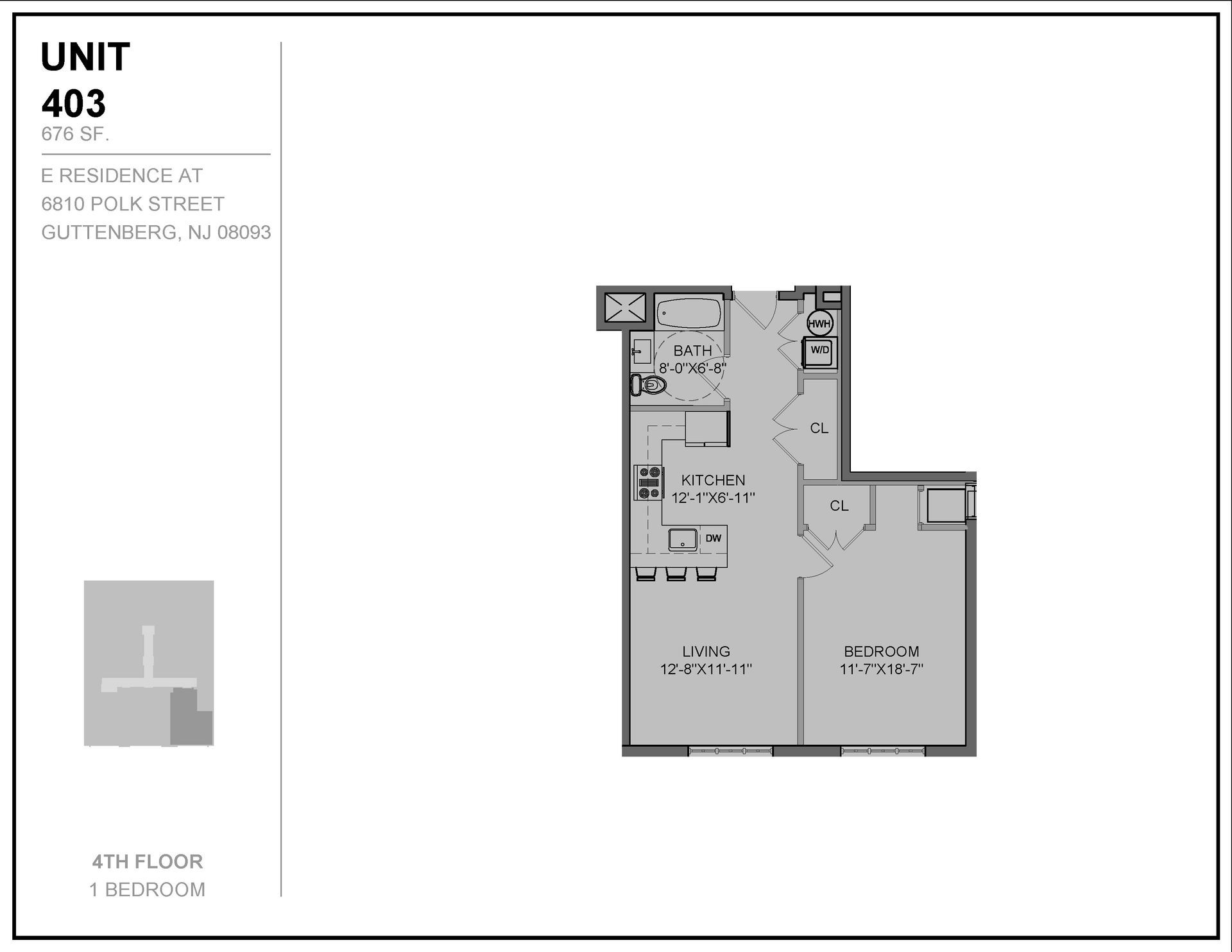 A black and white floor plan of a unit 403 apartment.