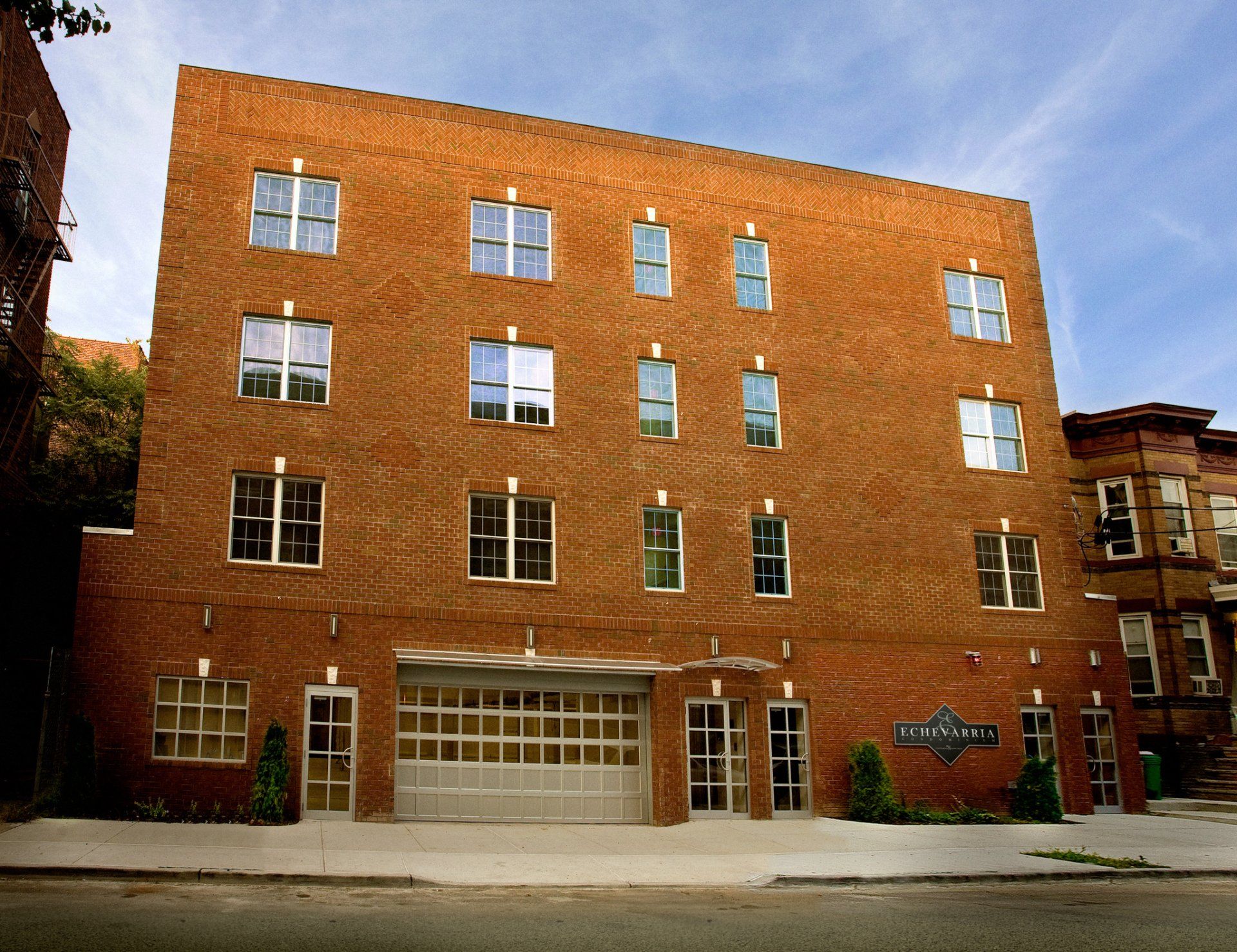 Brownstone building from street view