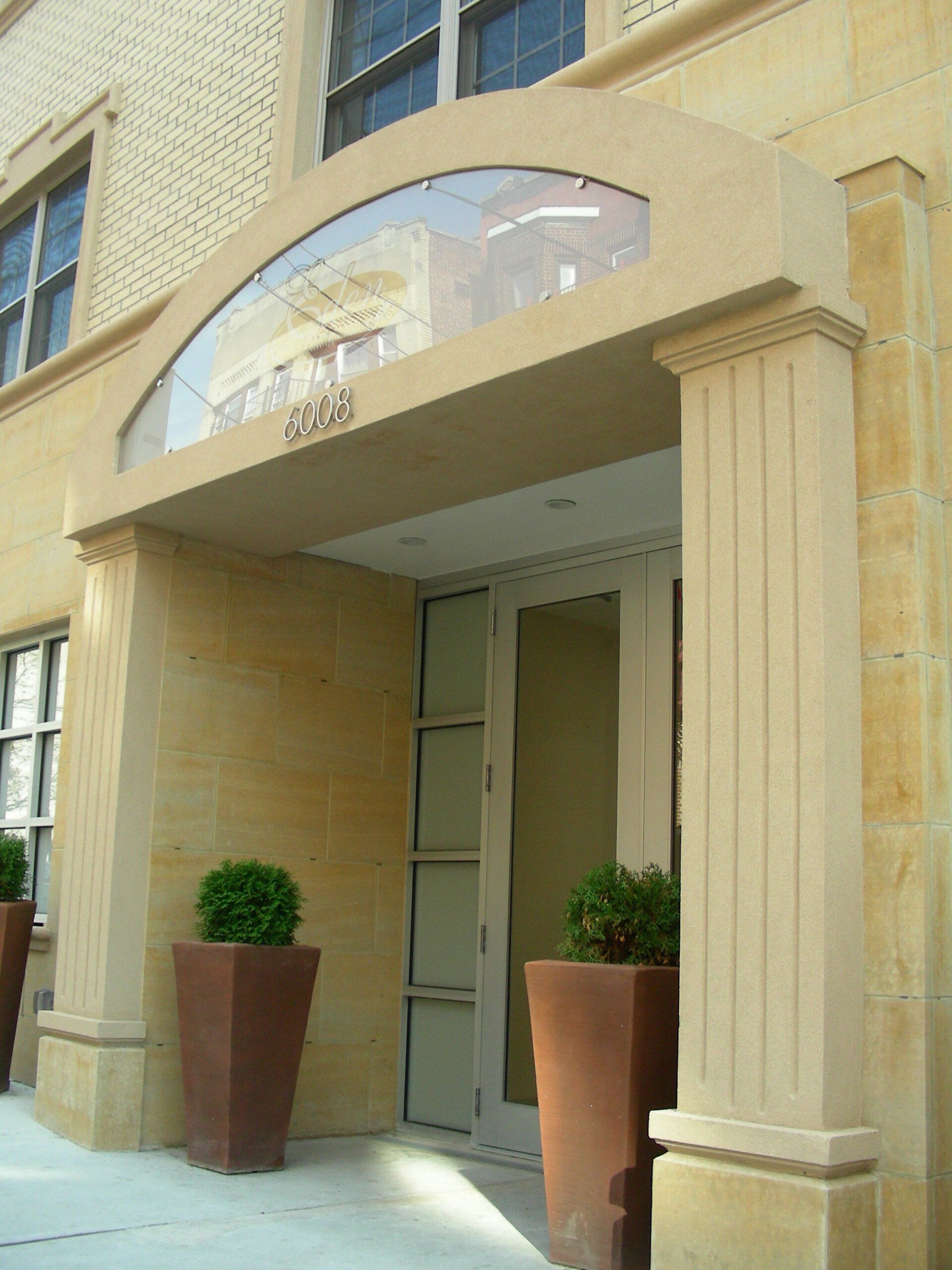 Building entrance with columns