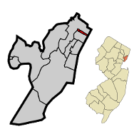 Map of New Jersey with Guttenberg highlighted