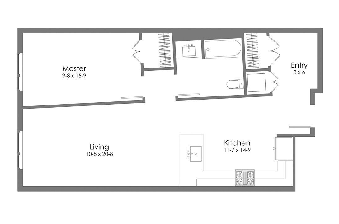 A black and white floor plan of a unit 12 apartment.