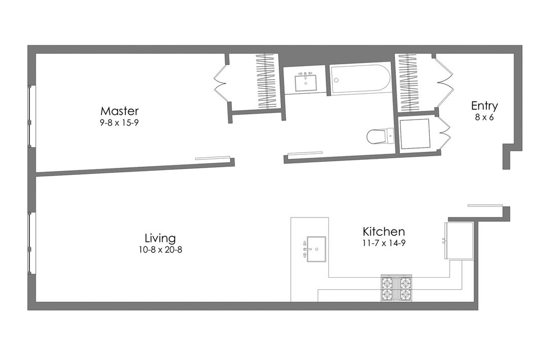 A black and white floor plan of a house.
