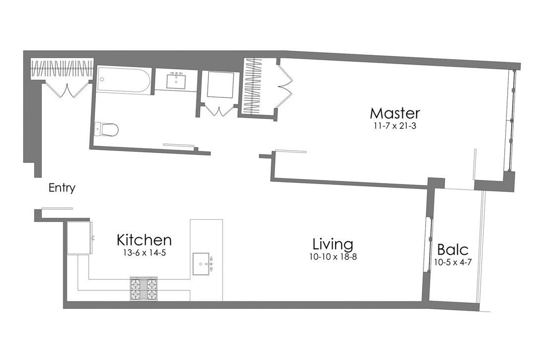 A black and white floor plan of a unit 3 apartment.