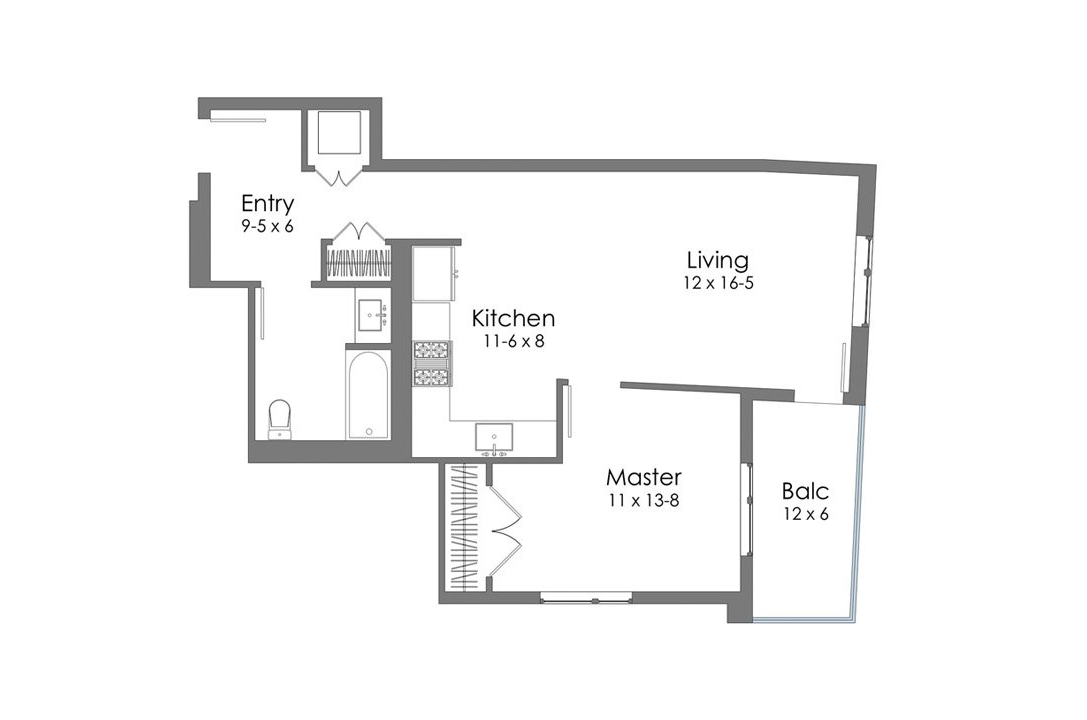 A black and white floor plan of a unit 8 apartment.