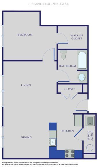 1 Bedroom 1 Bath floorplan 4