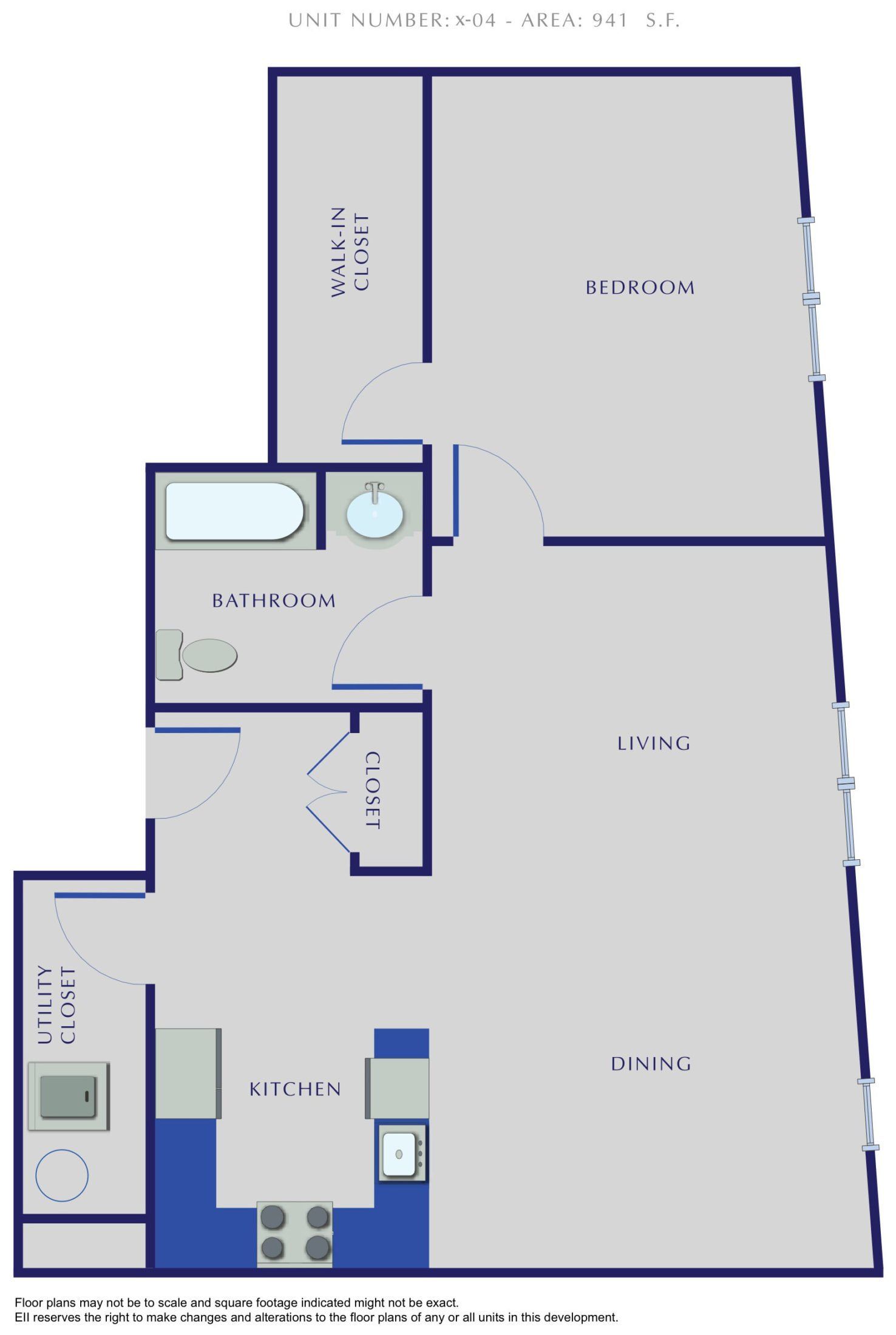 1 Bedroom 1 Bath floorplan 2