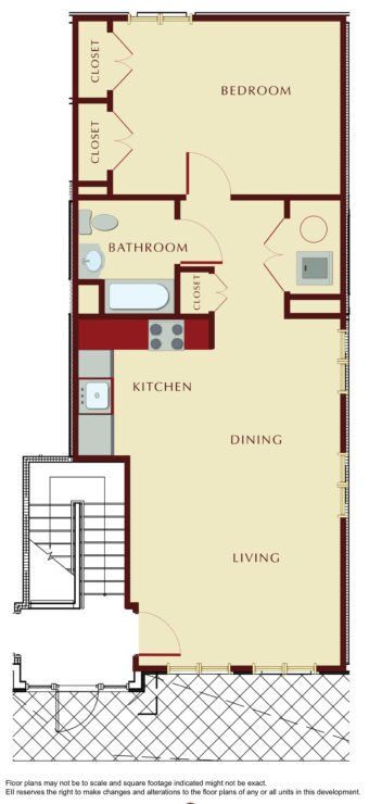 A floor plan of a house with a bedroom and bathroom