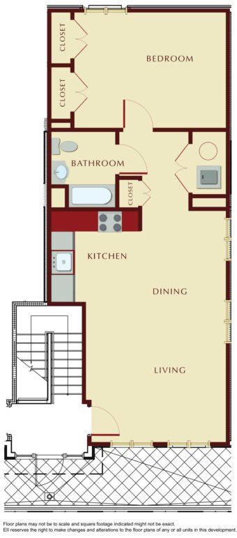 A floor plan of a house with a bedroom and bathroom