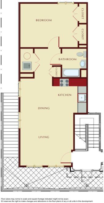 A floor plan of a house with stairs and a balcony