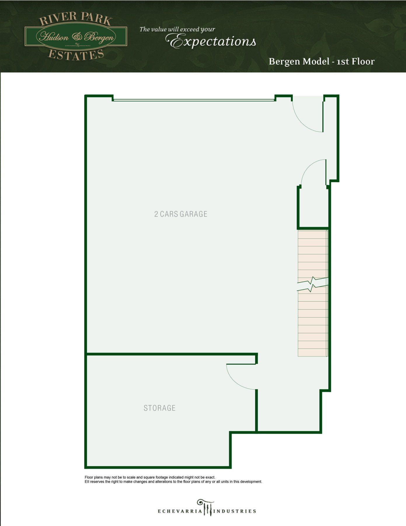 A floor plan of a house with stairs and a green background