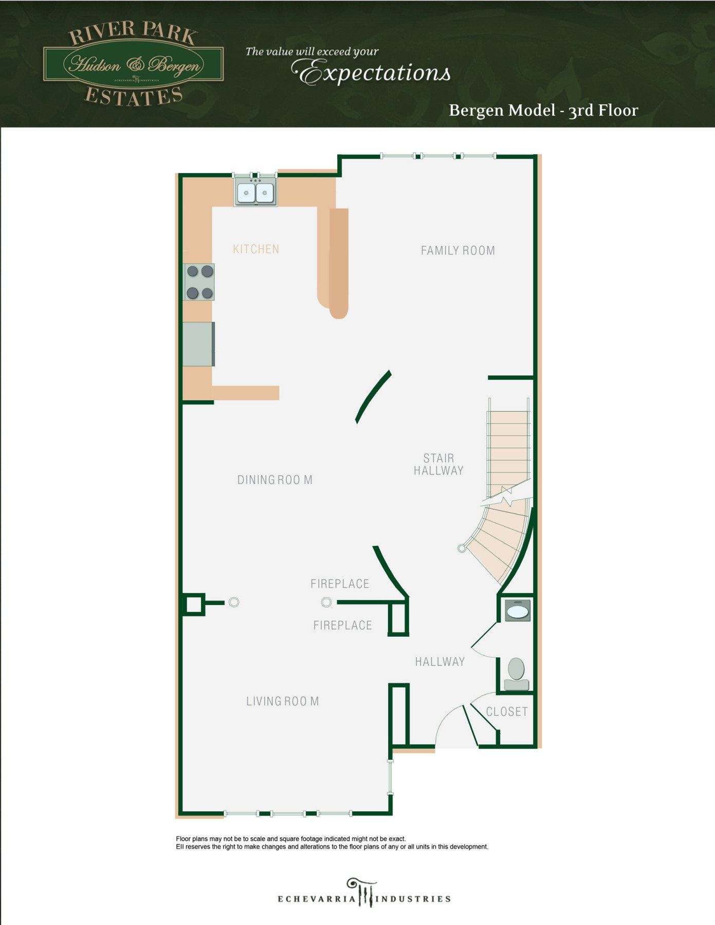 A floor plan of a house with a green background