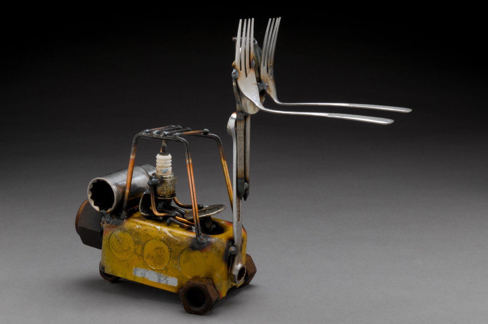 Fork Lift made with real forks, body is a utility box, color can be added. Business card holder can be added. $65+