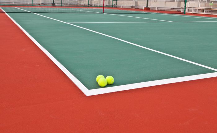 a sports court with striping