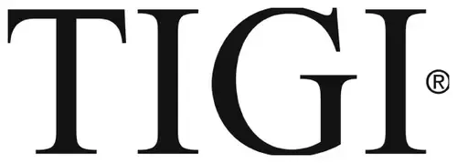 Logo TIGI in caratteri neri su sfondo bianco, con il simbolo di un marchio registrato.