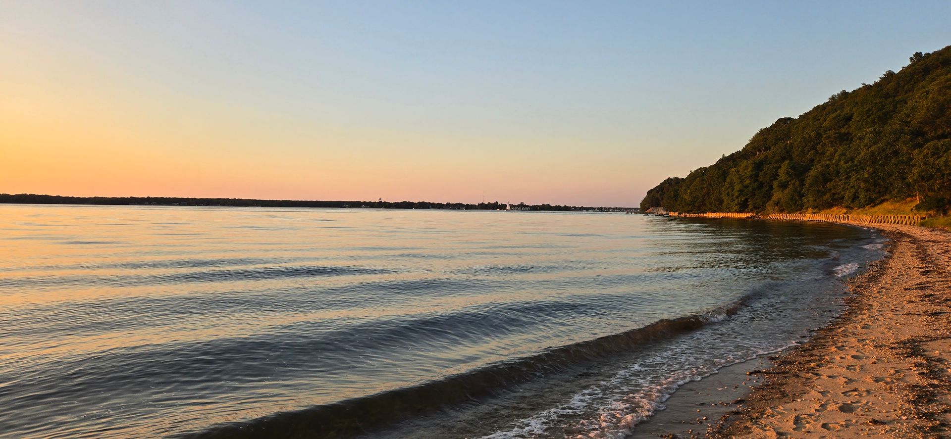Golden Hour along the shore of Crescent Beach, Shelter Island NY