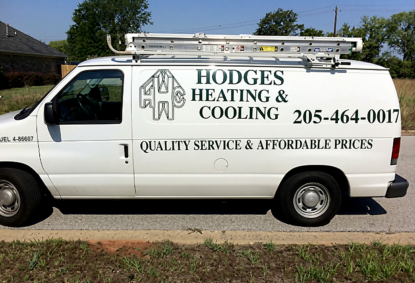 White work van labeled 