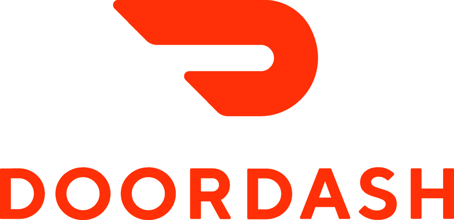 DoorDash logo in red with stylized red “D” icon and wordmark