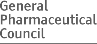The logo for the general pharmaceutical council is on a white background.