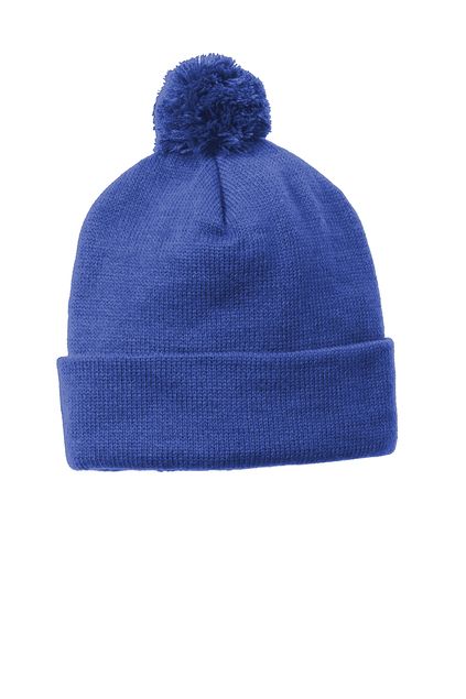 Sport-Tek STC37 Solid Pom Pom Beanie