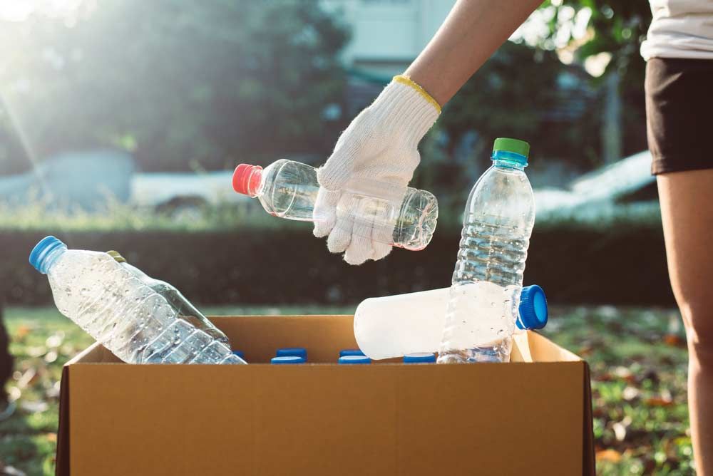Woman Keep Plastic Bottle Into Paper Box — Waste Removal in Kyogle, NSW