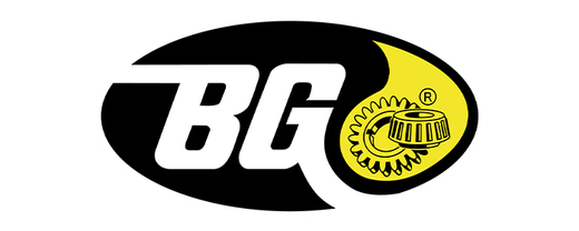 A black and yellow logo for a company called bg.