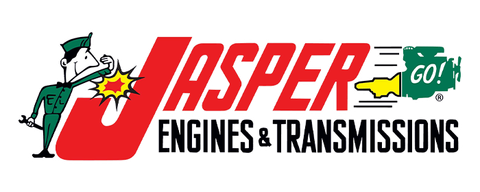 A logo for jasper engines and transmissions with a cartoon character