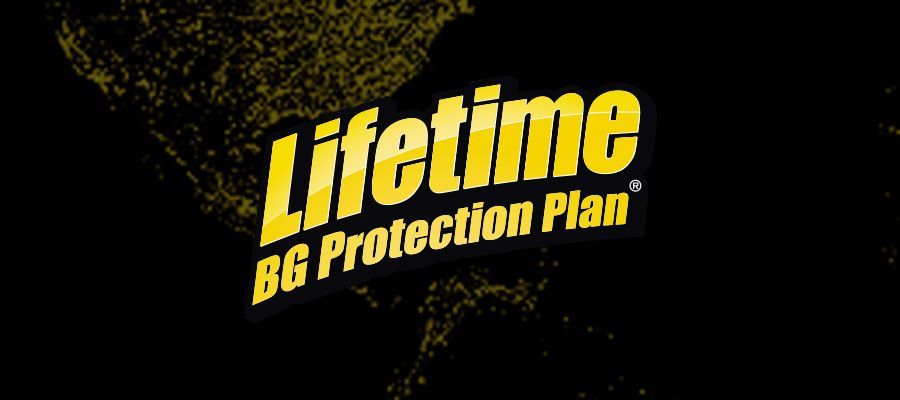 The lifetime bg protection plan logo is on a black background.