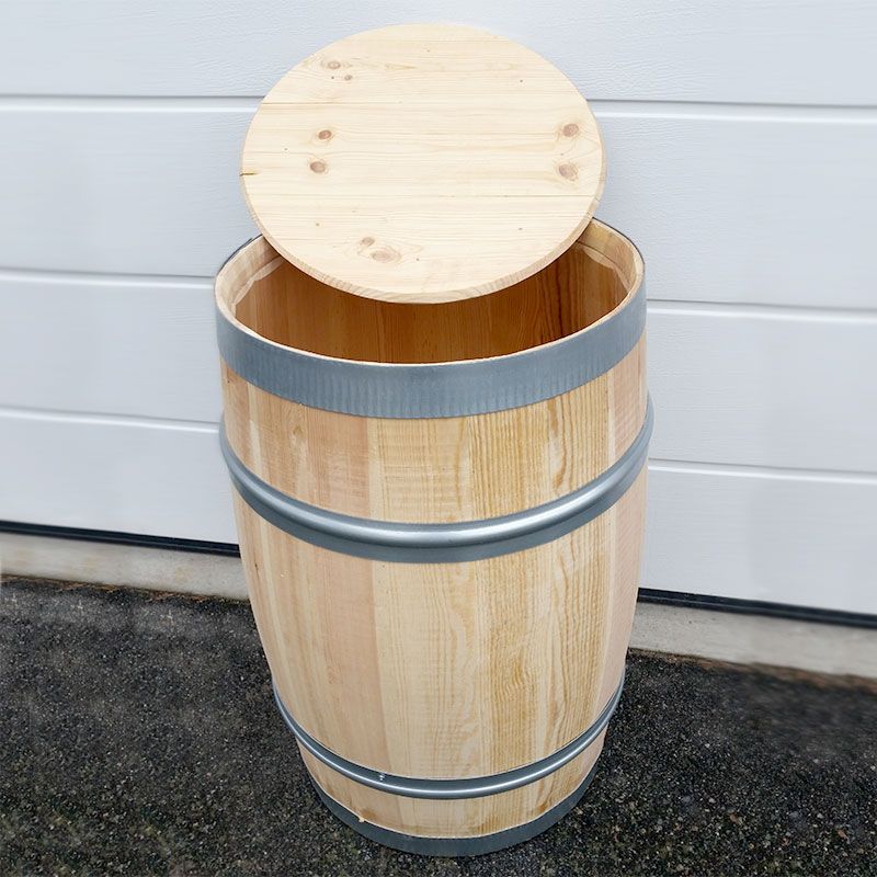 Regntunna i trä med lock, 60 Liter