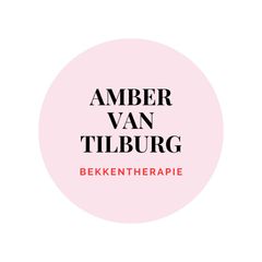 Logo voor Amber van Tilburg, met &ldquo;Bekkentherapie&rdquo; in roze op een lichtroze cirkel.