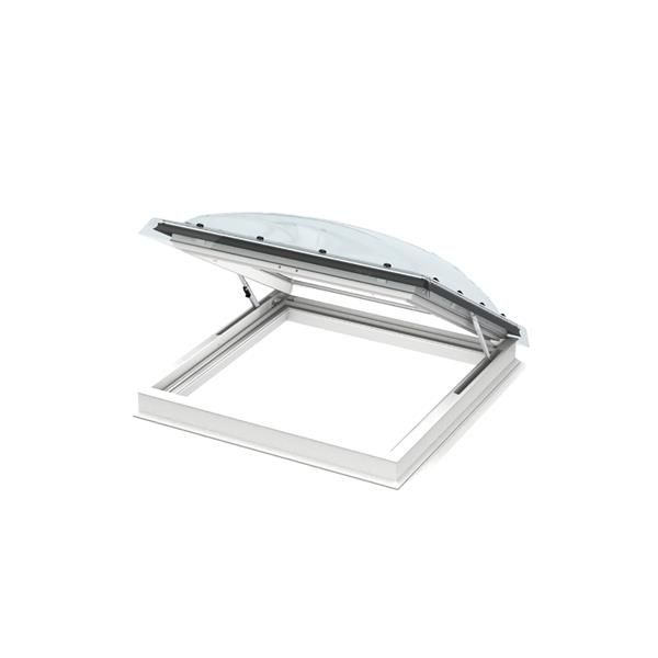 A square skylight with the lid open on a white background.