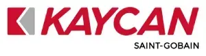 A red and white logo for kaycan saint gobain
